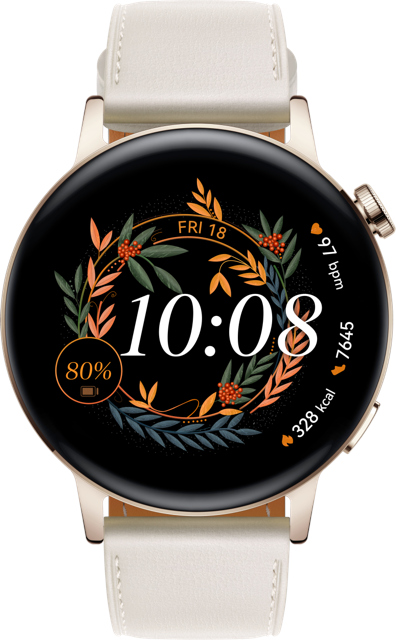 HUAWEI Watch GT 3 Light Gold Cuir Blanc 42 mm (55027150)