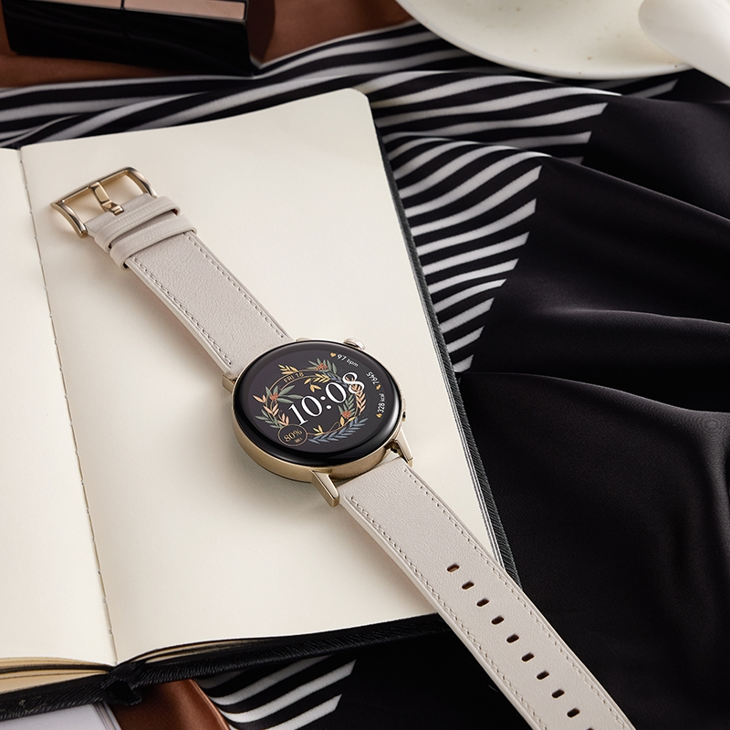 HUAWEI Watch GT 3 Light Gold Cuir Blanc 42 mm (55027150)