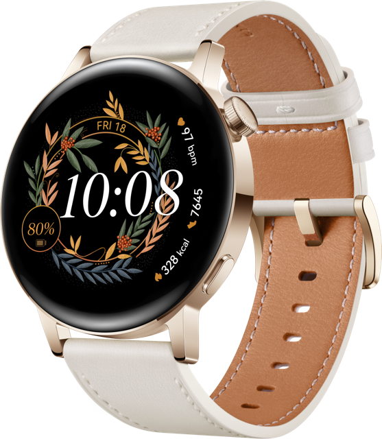 HUAWEI Watch GT 3 Light Gold Cuir Blanc 42 mm (55027150)
