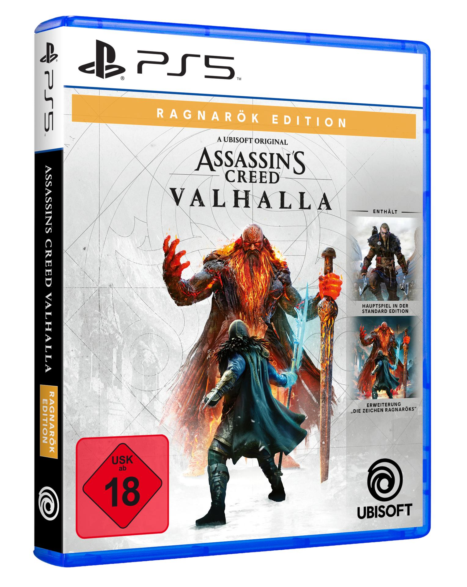 Spielbox mit Krieger vorne. Der Hintergrund zeigt eine feurige Figur und eine verschneite Szene.