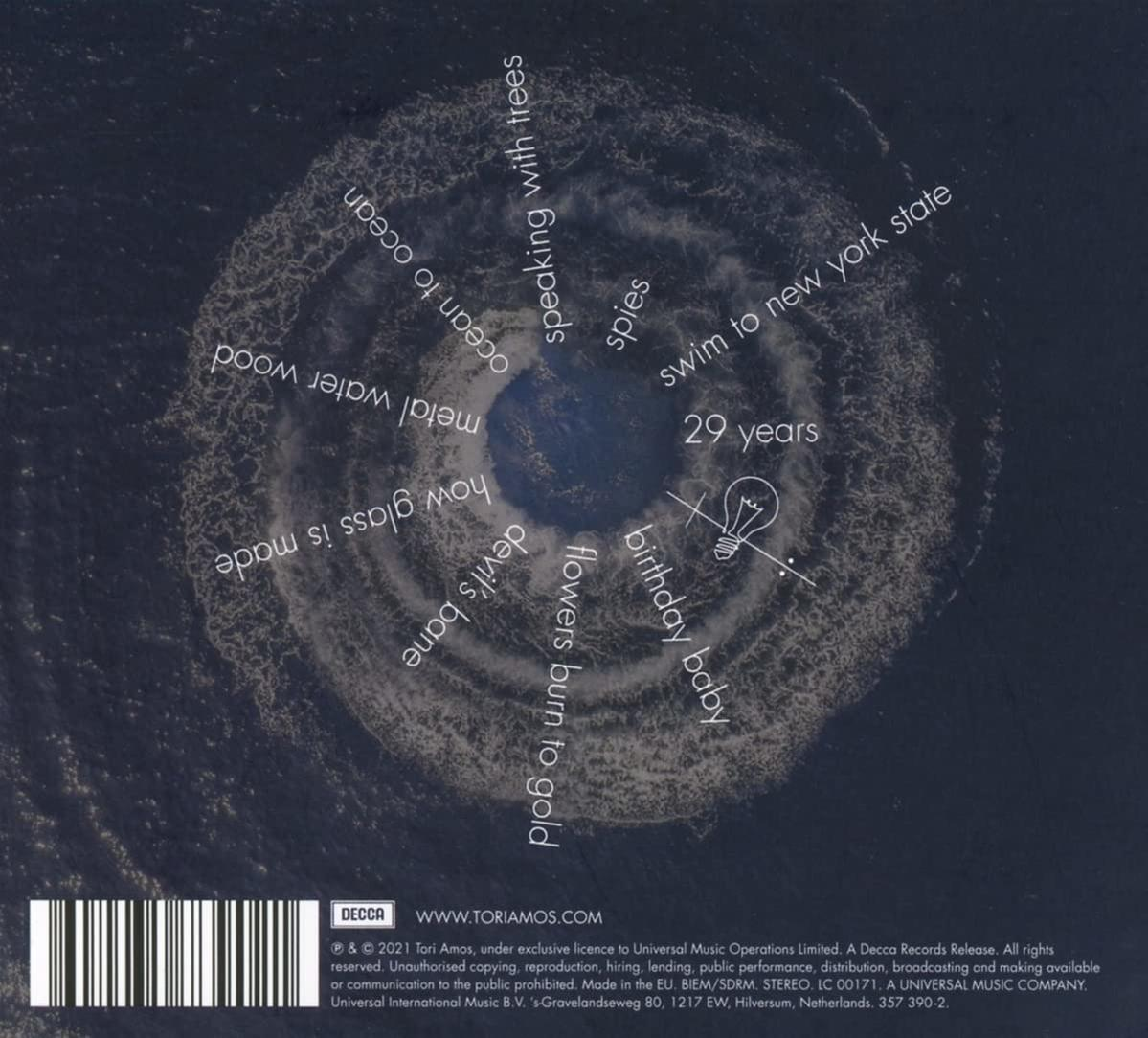 Albumcover mit kreisförmigem Design mit Songtiteln um ein zentrales Bild.