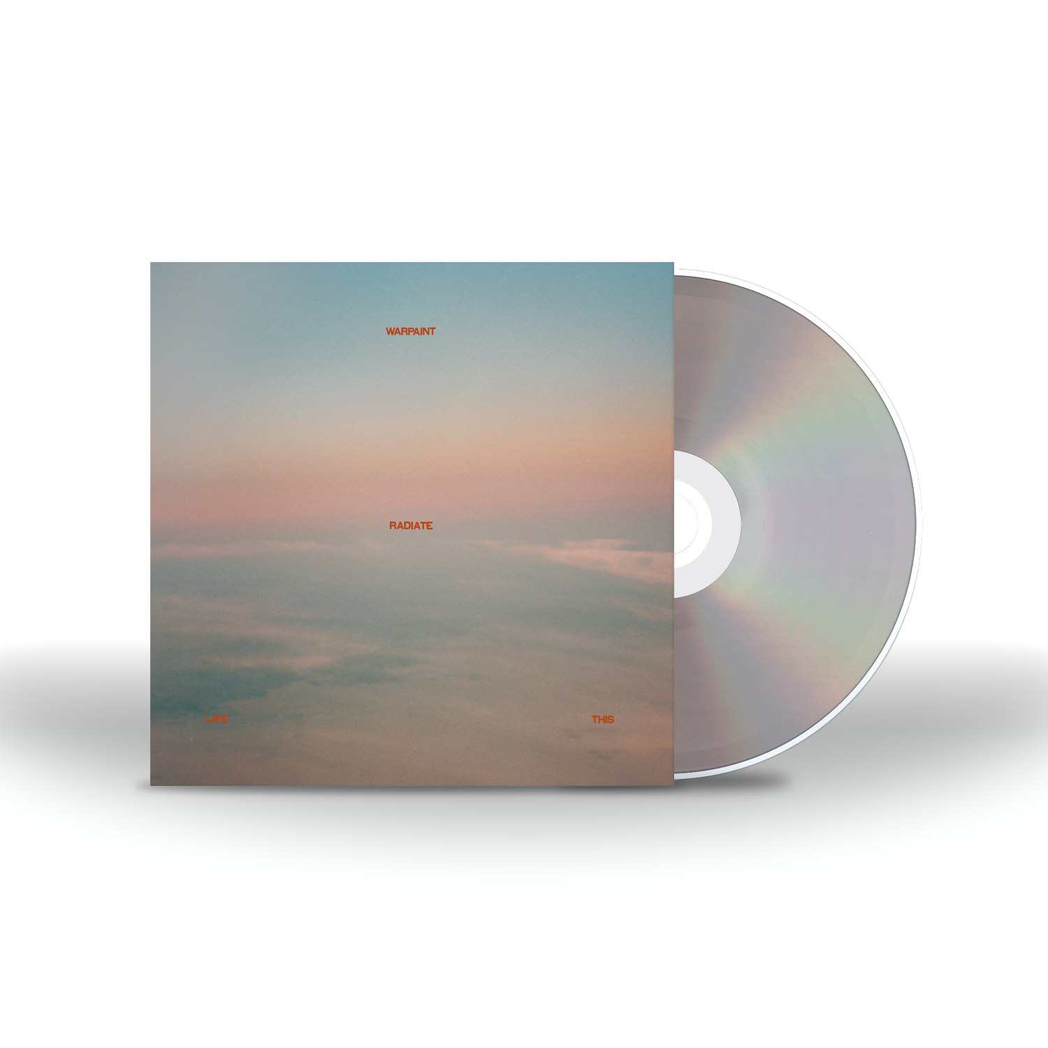 Albumcover: 'WARPAINT RADIATE THIS'. Himmel und Wolken in Pink- und Blautönen.