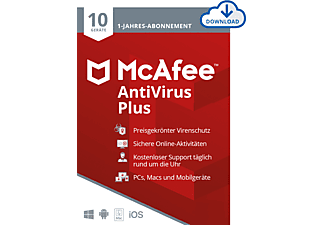 McAfee AntiVirus Plus 10 Geräte, 1 Jahr, Download Code - [PC, iOS, Mac, Android] - [Multiplattform]