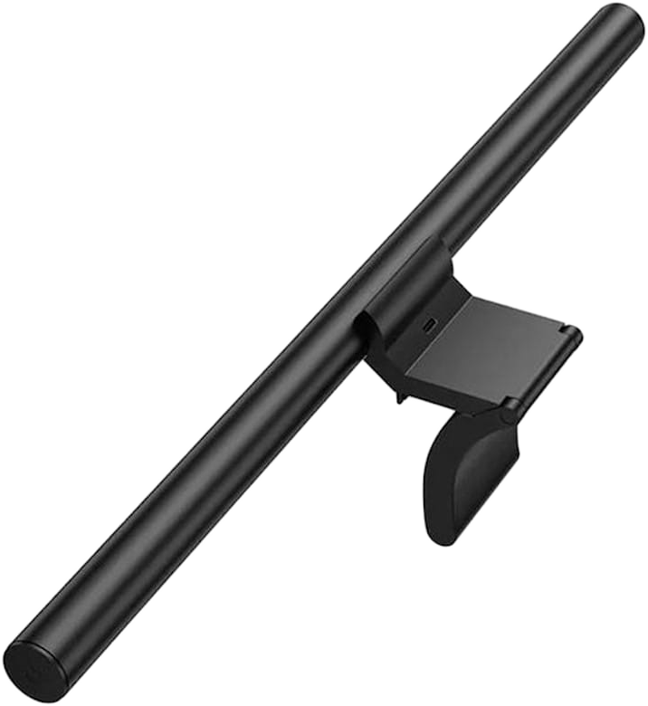 Egy fekete fénysáv. Állványra szerelve. Elegáns és modern design. USB-port látható.