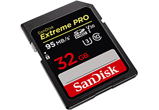 Tarjeta SDHC - SanDisk Extreme Pro, 32GB, 95 MB/s, UHS-I, U3, V30, Clase 10, 4K UHD y FHD, Multicolor