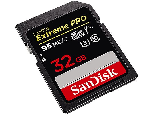 Tarjeta SDHC - SanDisk Extreme Pro, 32GB, 95 MB/s, UHS-I, U3, V30, Clase 10, 4K UHD y FHD, Multicolor