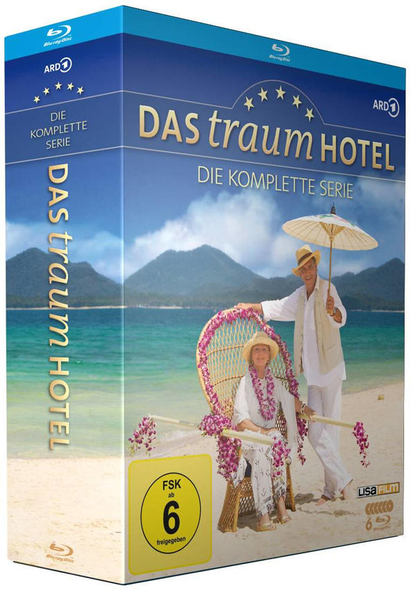 DVD-Box-Set von 'Das Traumhotel' mit Schauspielern in tropischer Strandkulisse.
