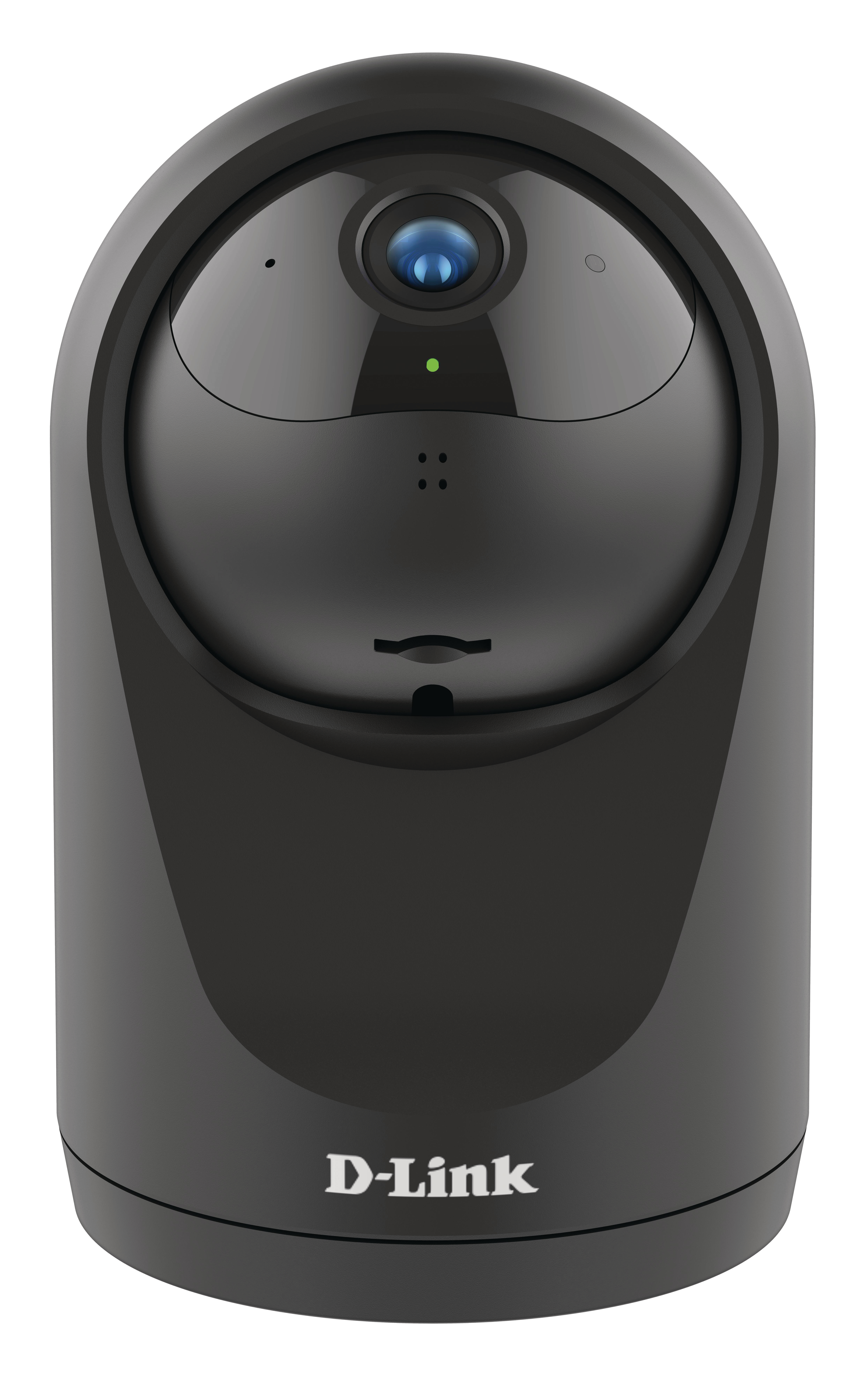 Schwarze D-Link Überwachungskamera. Die Kamera hat eine abgerundete Oberseite und ein D-Link Logo.