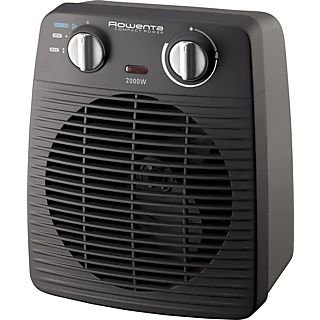 Calefactor - Rowenta Compact Power SO2210, 2000 W, Motor Dual, 25 m², 2 Velocidades, Temperatura Ajustable, Función Aire Frío, Anticongelante, Gris