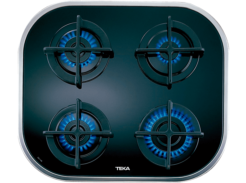 Placa de gas - Teka 10205283 CG.1 4G-AI-AL, 4 zonas, Gas natural, Polivalente, Sin mandos, 59 cm