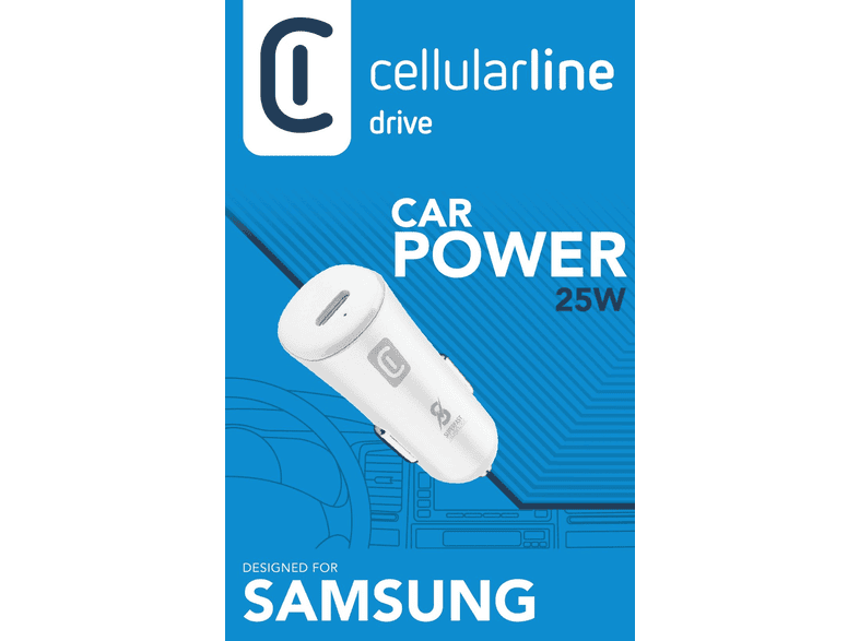 Cellularline Caricatore Super Fast Car Power 25W Per Samsung Caricabatterie  da Auto Usb-C Super Fast Charge 25W Bianco - CBRSMUSBCPD25WW