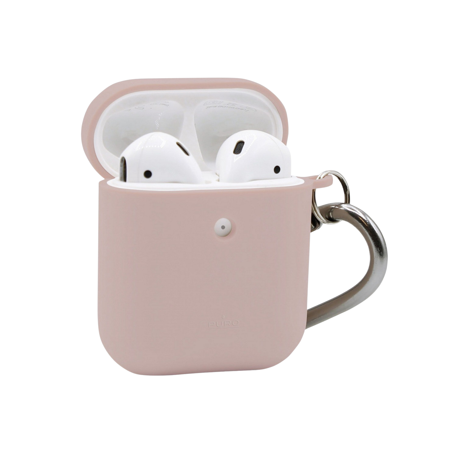 Funda - Puro PUAP019, Para Apple AirPods, 100% biodegradable, Gancho de aluminio, Rosa