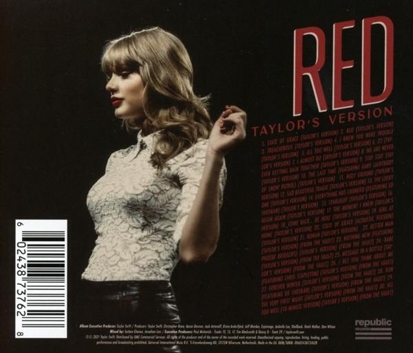 Taylor Swift 'Red' című albumának borítója, piros rúzsos nővel.