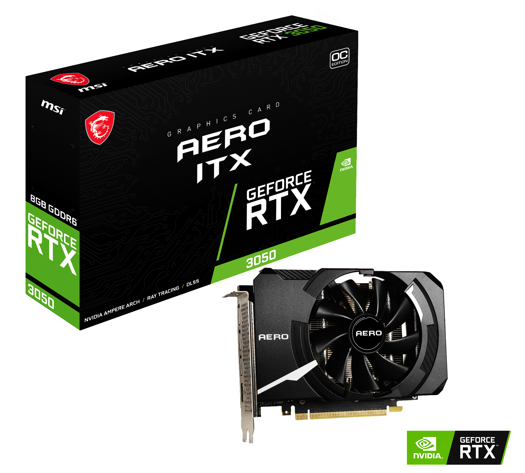 MSI GeForce RTX 3050 Aero ITX OC 8 GB (V809-4041R) (NVIDIA, Grafikkarte)
