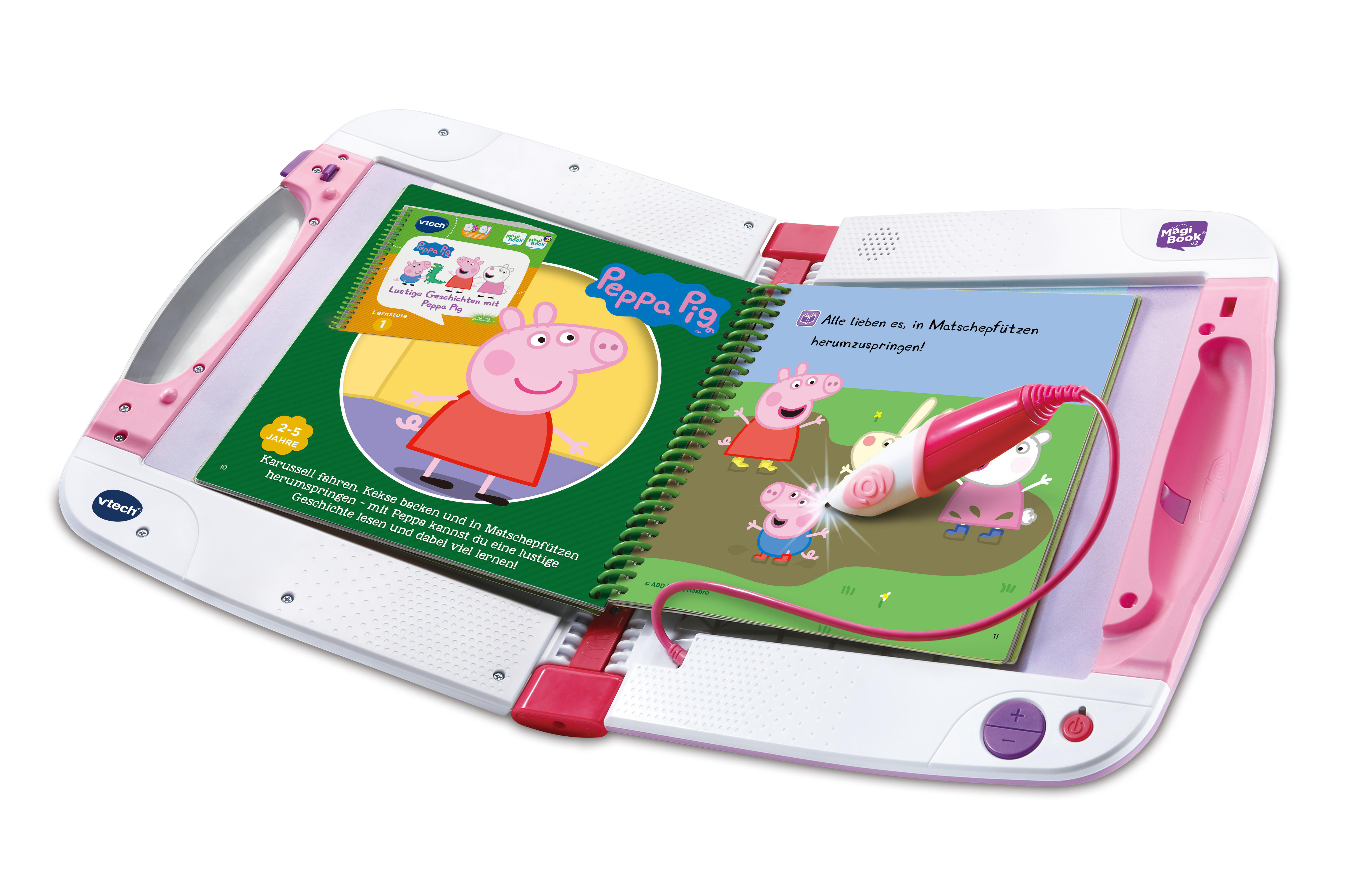 VTECH MagiBook v2 pink inkl. 2 Lernbüchern Interaktives Lernbuchsystem, Mehrfarbig