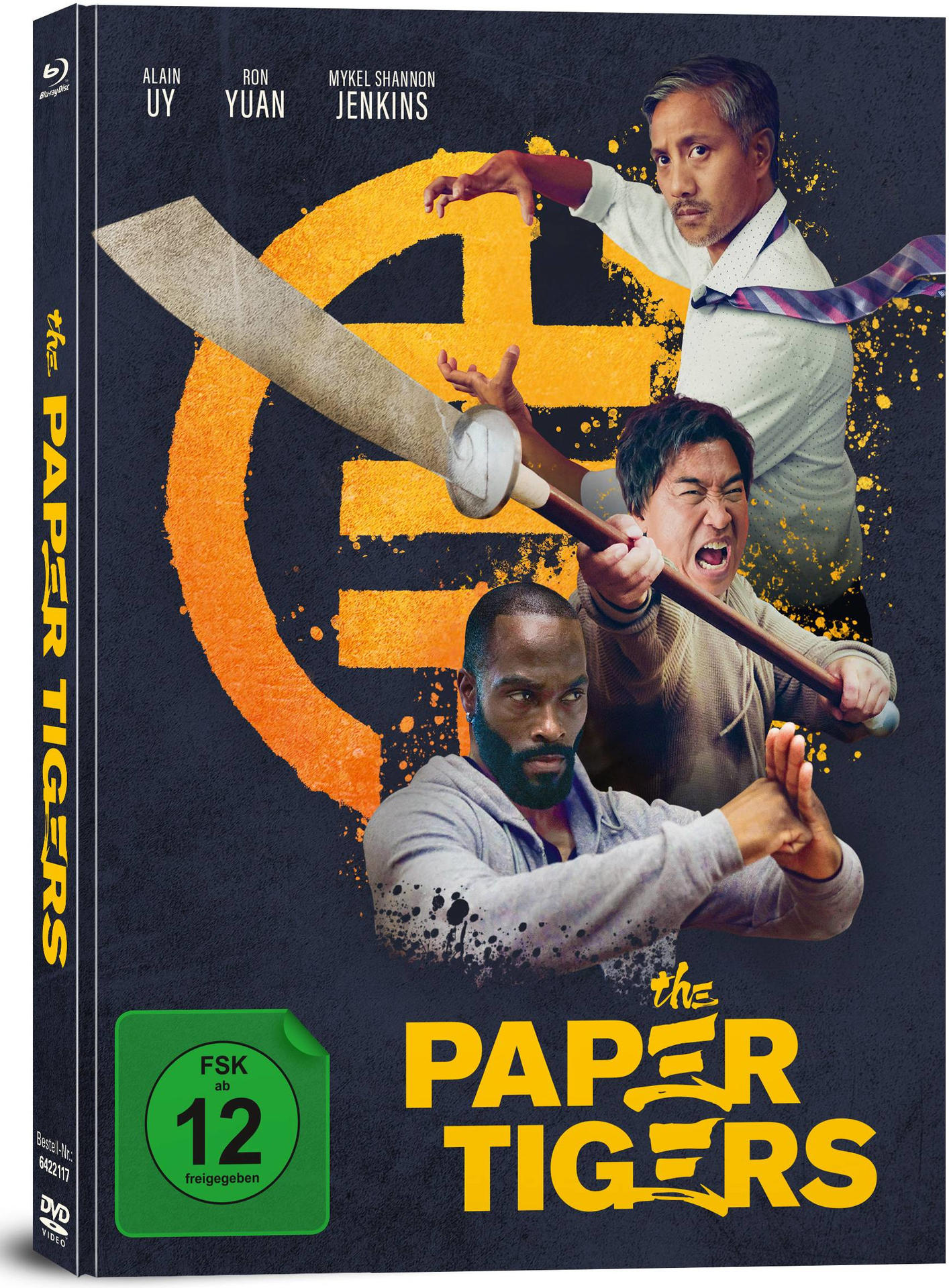 DVD-Cover eines Films mit drei Männern in Actionposen. Fettgedruckter Titel.