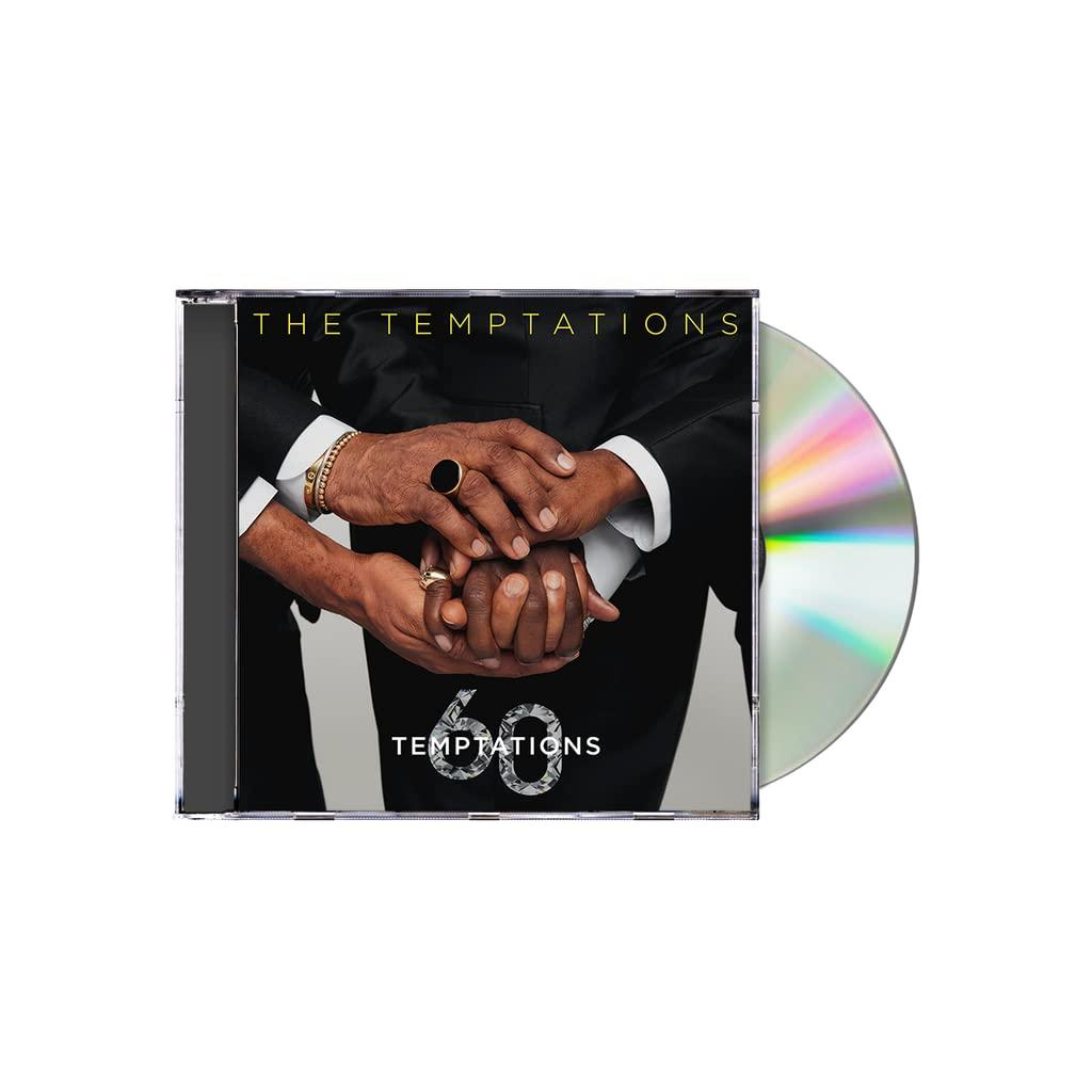 CD-Cover zum 60-jährigen Jubiläum der Temptations. Hände in der Mitte gefaltet.