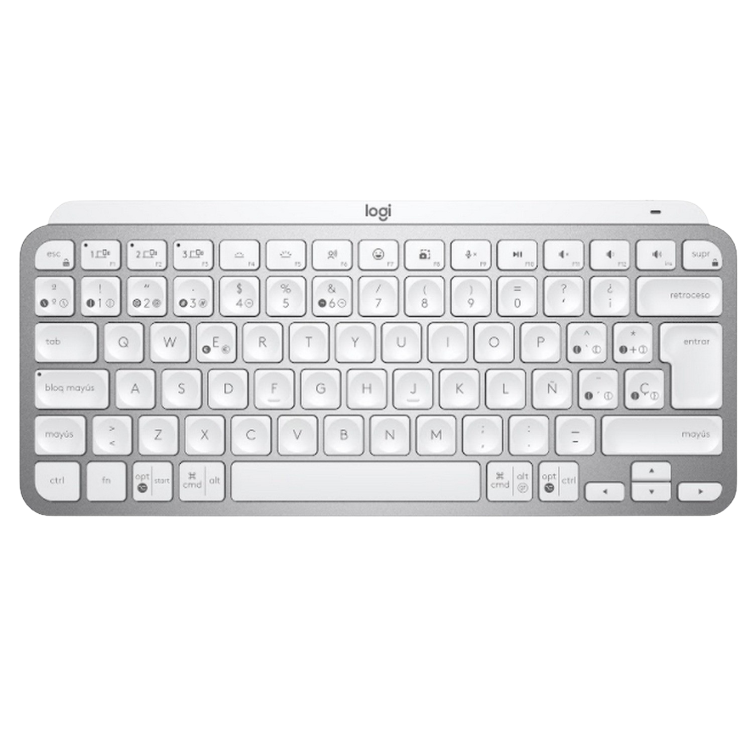 Logitech Mx Keys teclado minimalista compacto bluetooth retroiluminado usbc compatible con apple macos ios windows linux android de metal gris claro para 10