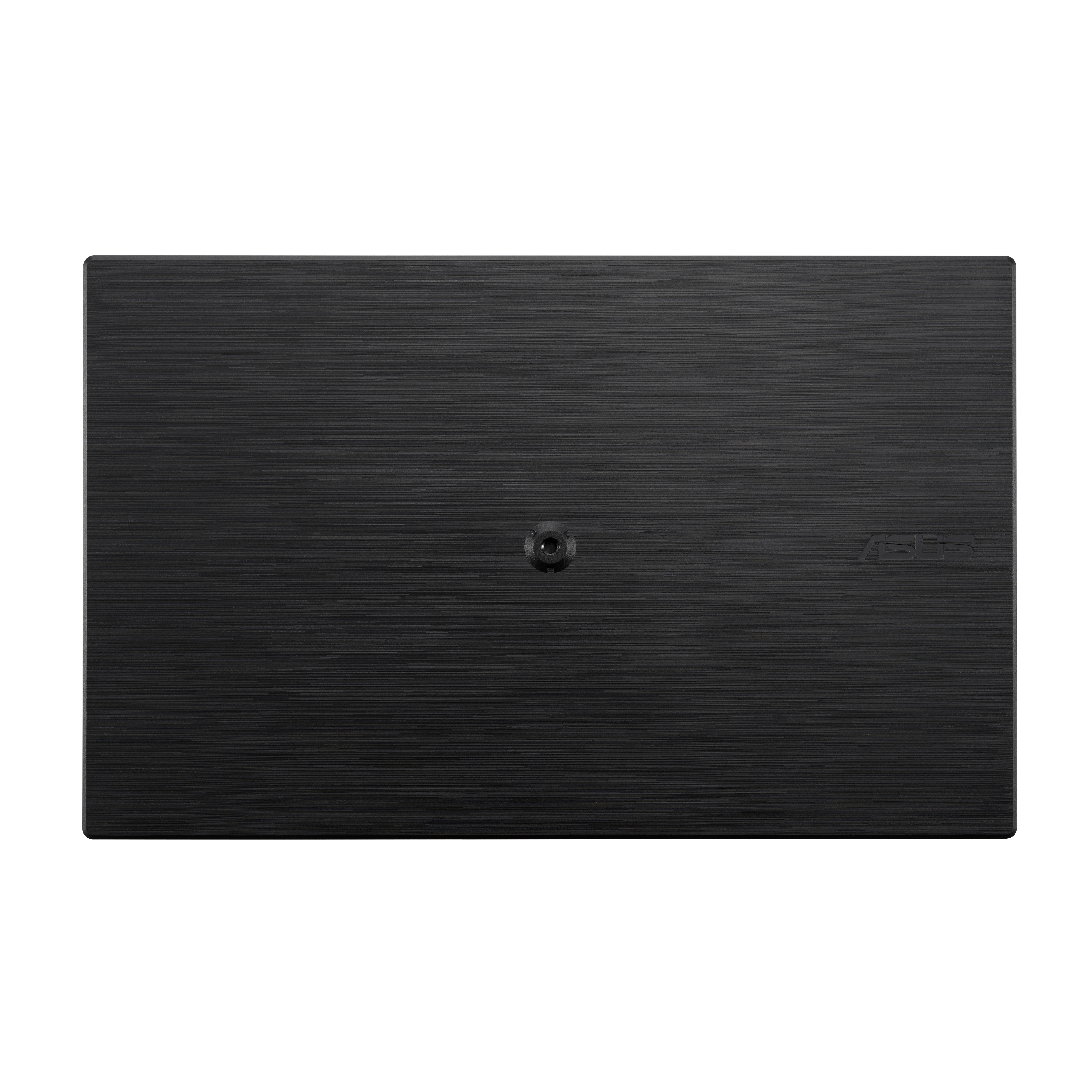 Rückseite eines schwarzen ASUS-Monitors.