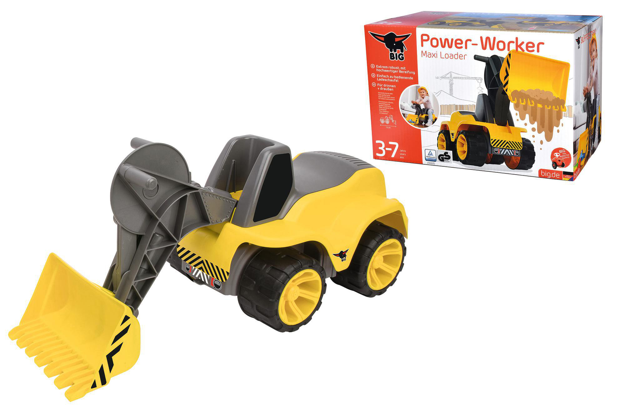 Power-Worker Spielzeug Maxi Bagger BIG Gelb Loader