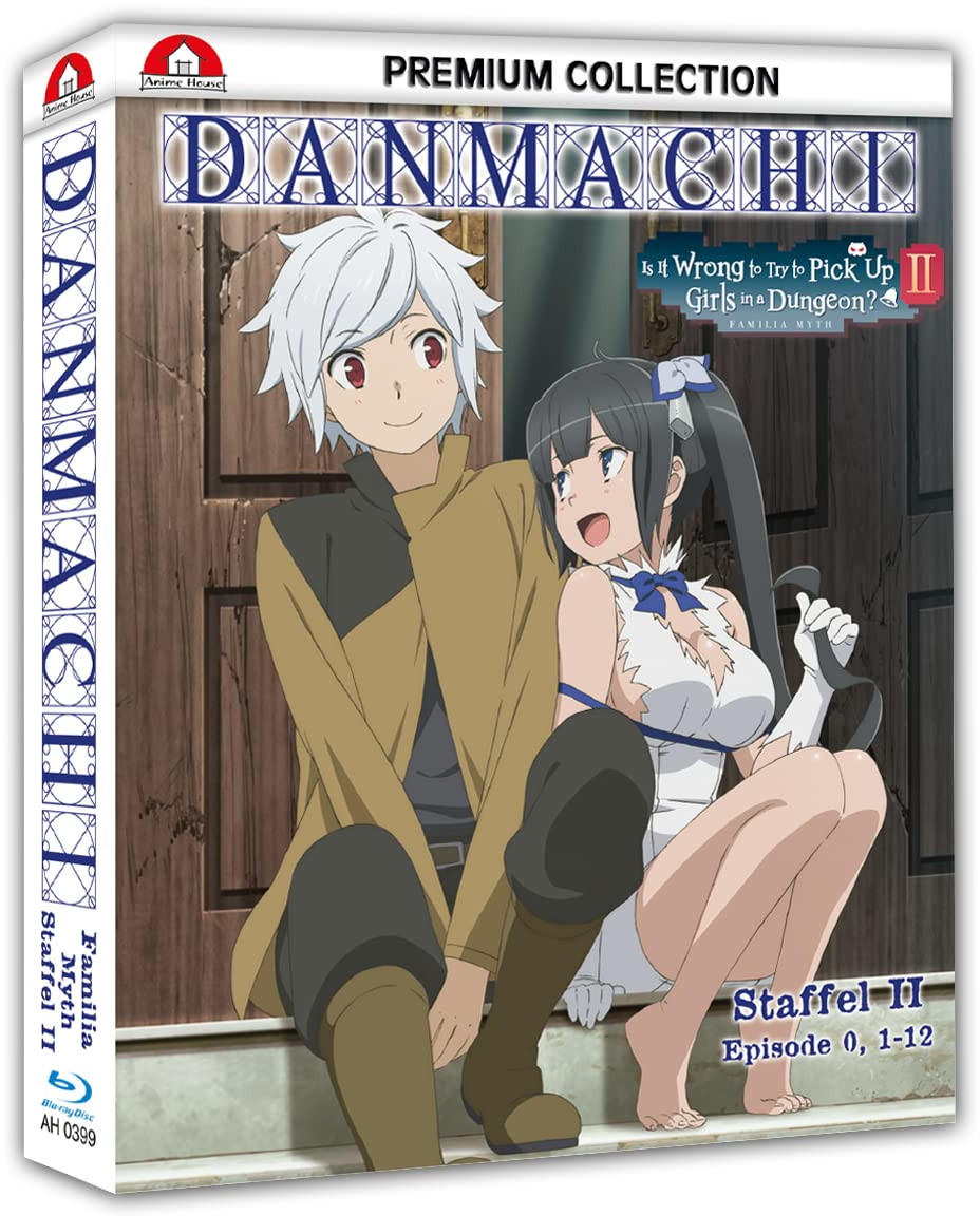 Anime-Box-Art für 'Ist es falsch, Mädchen in einem Dungeon aufzuheben?' mit Charakteren.
