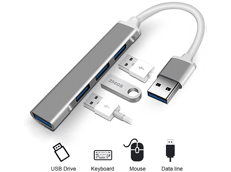 DAYTONA A-809 Macbook Uyumlu USB To 4 USB 3.0 Adaptör Çevirici Gri_1