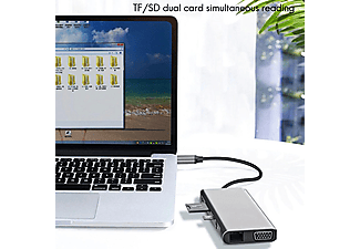 DAYTONA FC31 Type-C Usb-C To 4 Usb 3.0 HDMI VGA RJ45 Pd Aux Sd 11 in 1 Çevirici Gri_3
