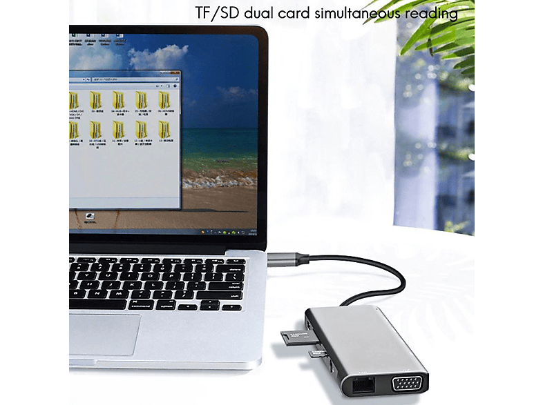 DAYTONA FC31 Type-C Usb-C To 4 Usb 3.0 HDMI VGA RJ45 Pd Aux Sd 11 in 1 Çevirici Gri_3
