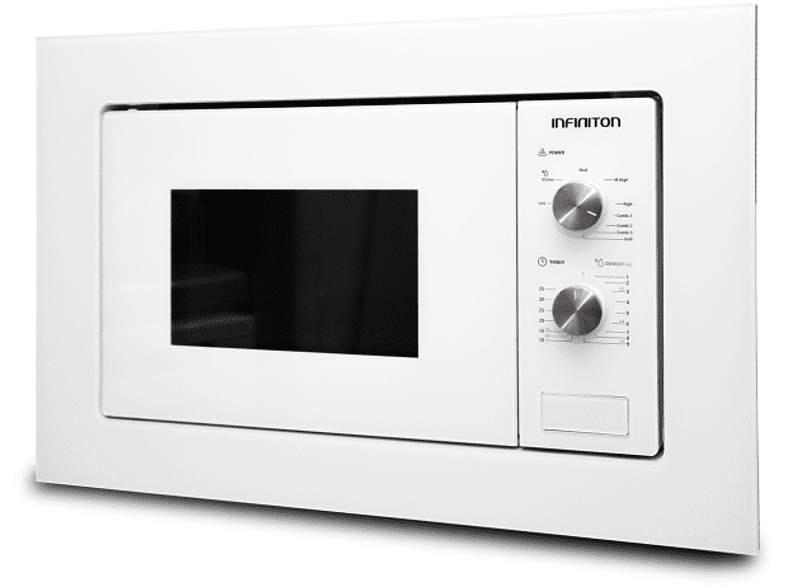 Microondas - Infiniton IMW-WHITE1720, Con grill, Encastrable, 20 L, 800W, Defrost, Display LED, Blanco