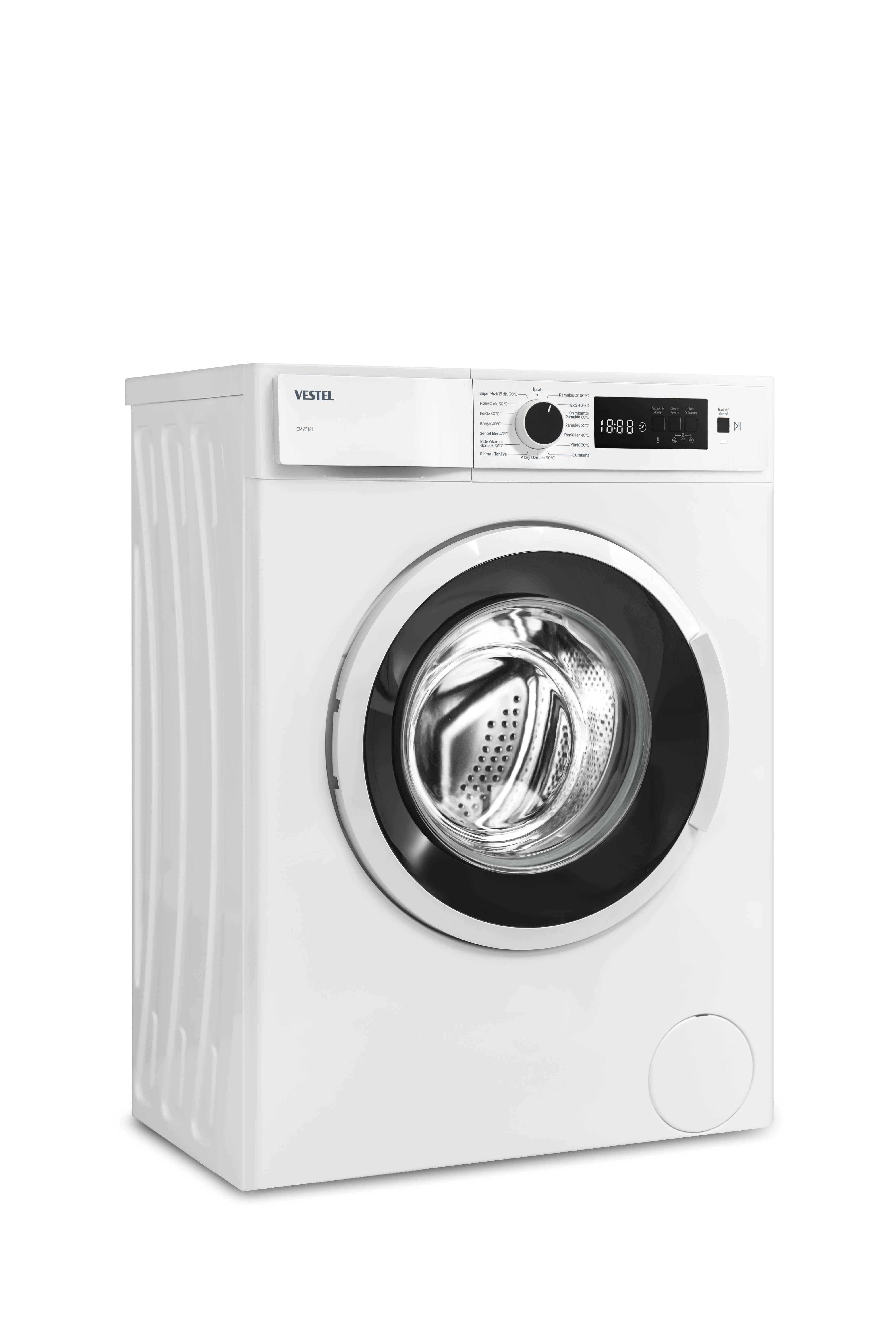 VESTEL CM 65181 D Enerji Sınıfı 6kg 800 Devir Çamaşır Makinesi Beyaz