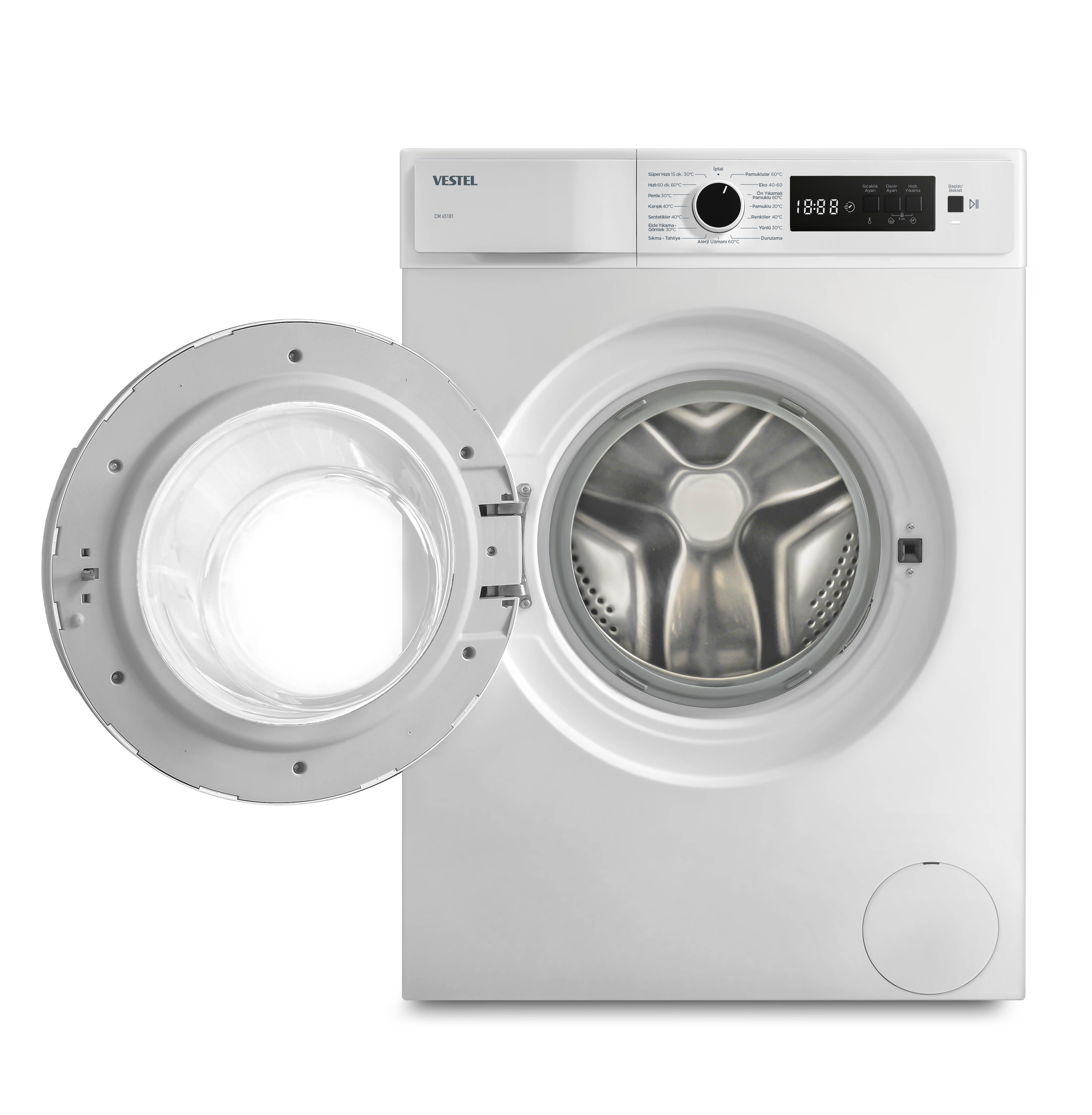 VESTEL CM 65181 D Enerji Sınıfı 6kg 800 Devir Çamaşır Makinesi Beyaz