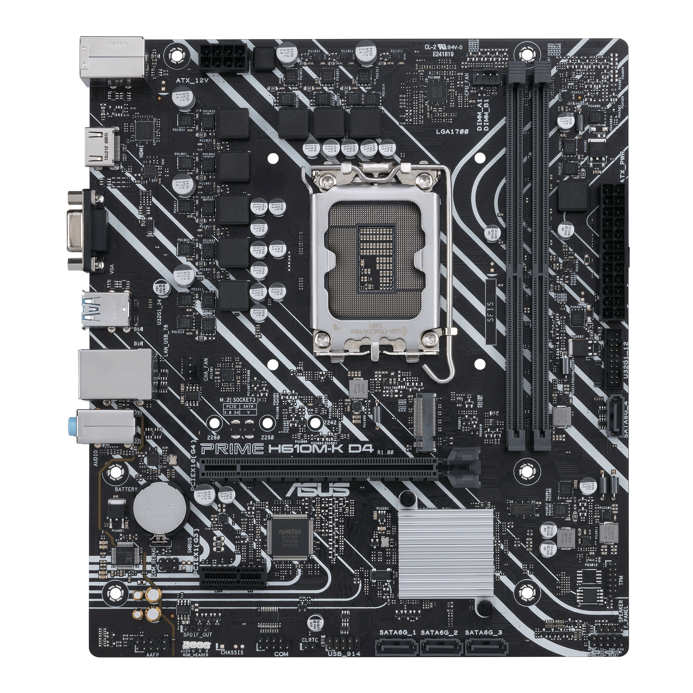 CPU soketi ve bağlantı noktaları dahil olmak üzere bileşenlere sahip siyah anakart.