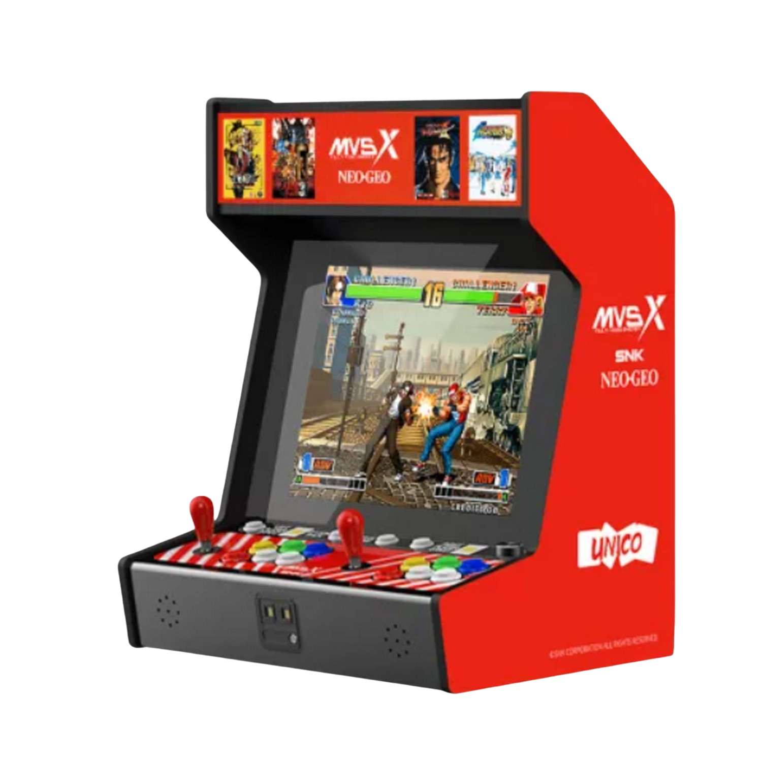 Consola - NeoGeo MVSX Arcade, Retro, 50 Juegos incluidos, Resolución 720p, Negro/Rojo