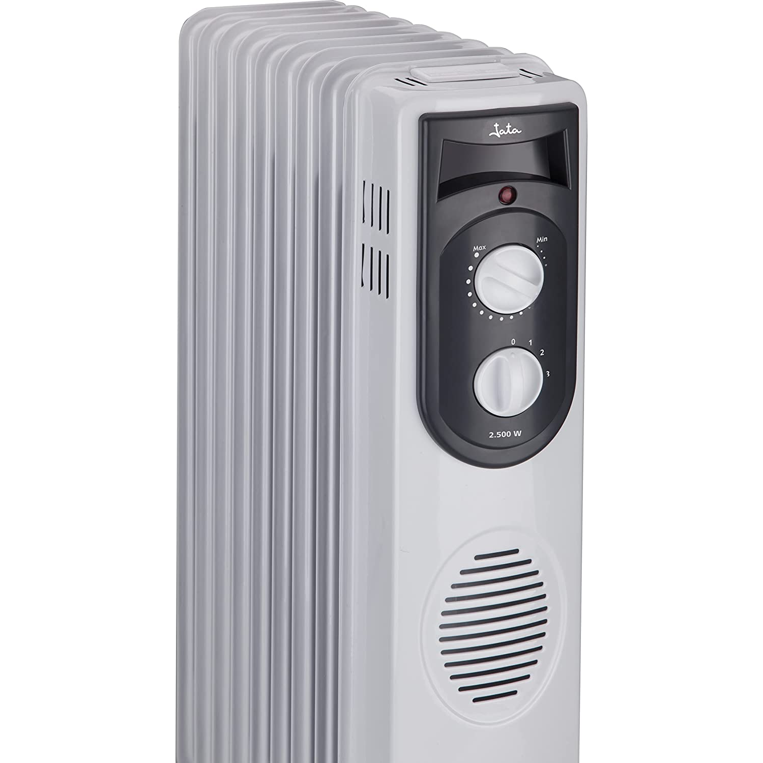 Radiador - Jata R111, De aceite, 11 elementos, 2500 W, 3 potencias, 4 posiciones, Termostato, Gris