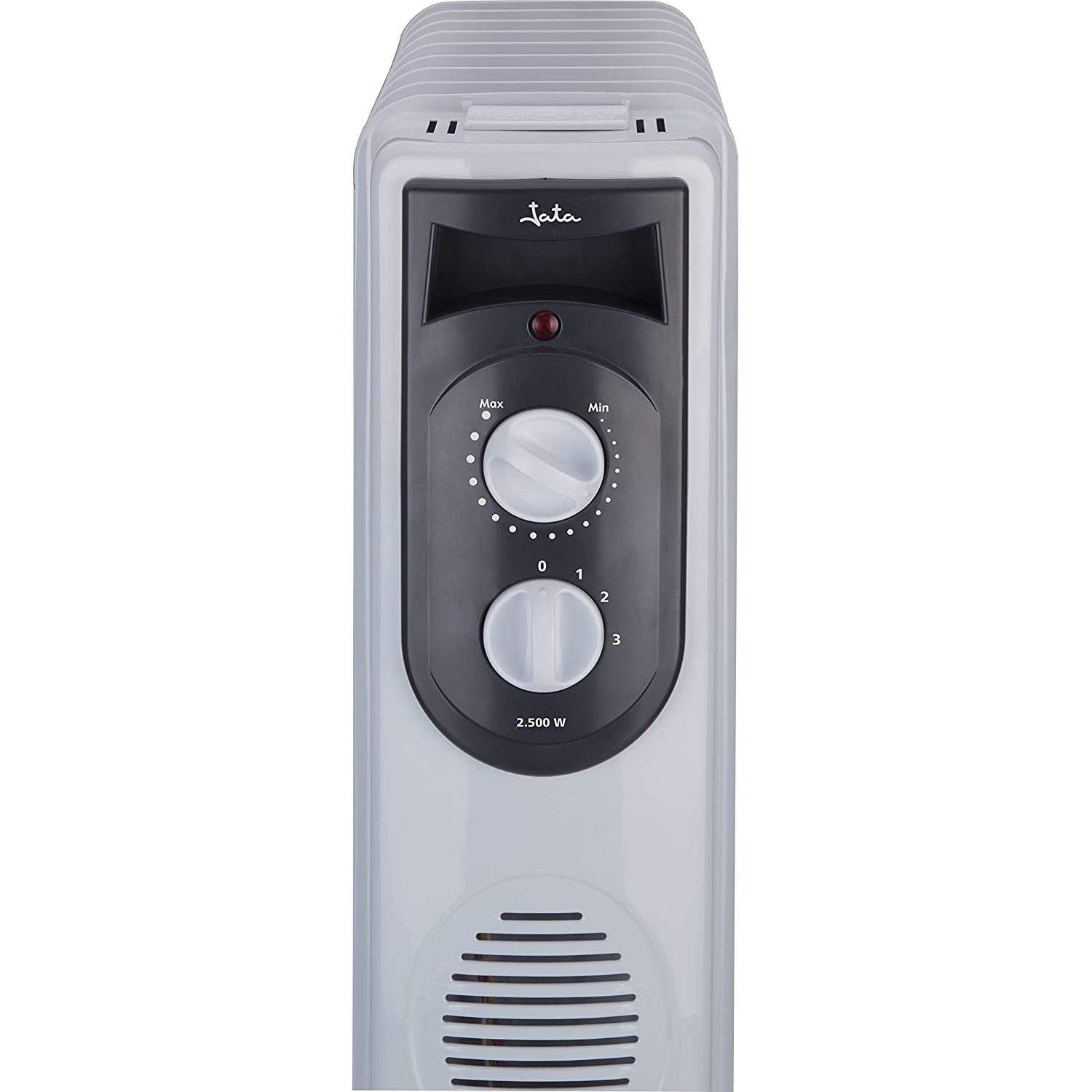 Radiador - Jata R111, De aceite, 11 elementos, 2500 W, 3 potencias, 4 posiciones, Termostato, Gris