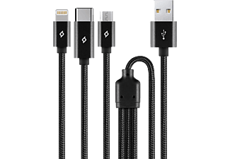 TTEC AlumiCable 1m Type-C, Lightning, Micro USB Trio Şarj Kablosu Siyah