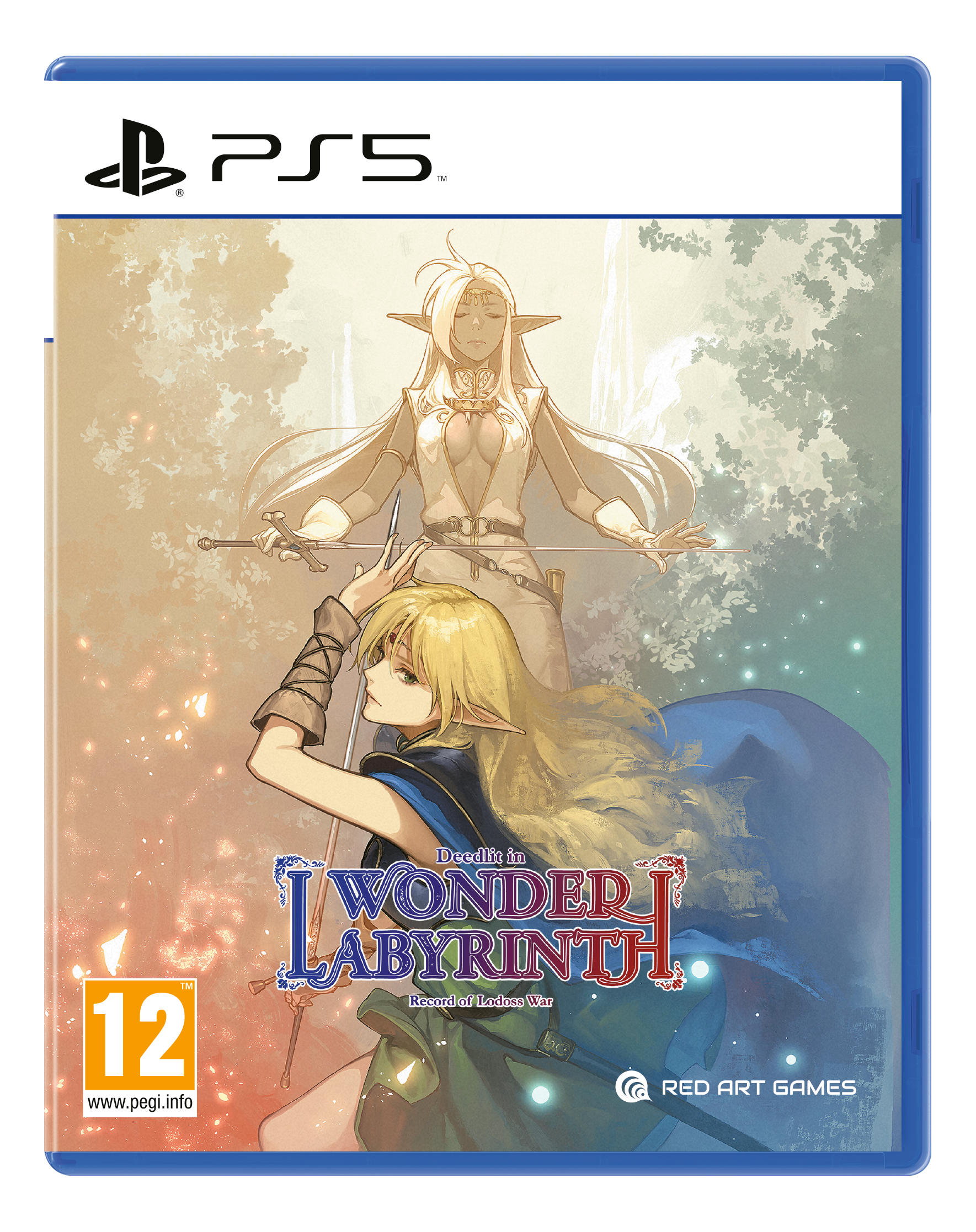 Couverture du jeu PS5 : Wonder Labyrinth. Deux personnages de style anime, un avec une épée, dans un cadre fantastique.