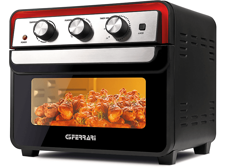 Friggitrice ad aria calda da 25 l, forno ad aria calda da 1700 W con 9  programmi, capacità 25 l, 5 accessori, con display a LED, controllo della  temperatura e timer (doppio