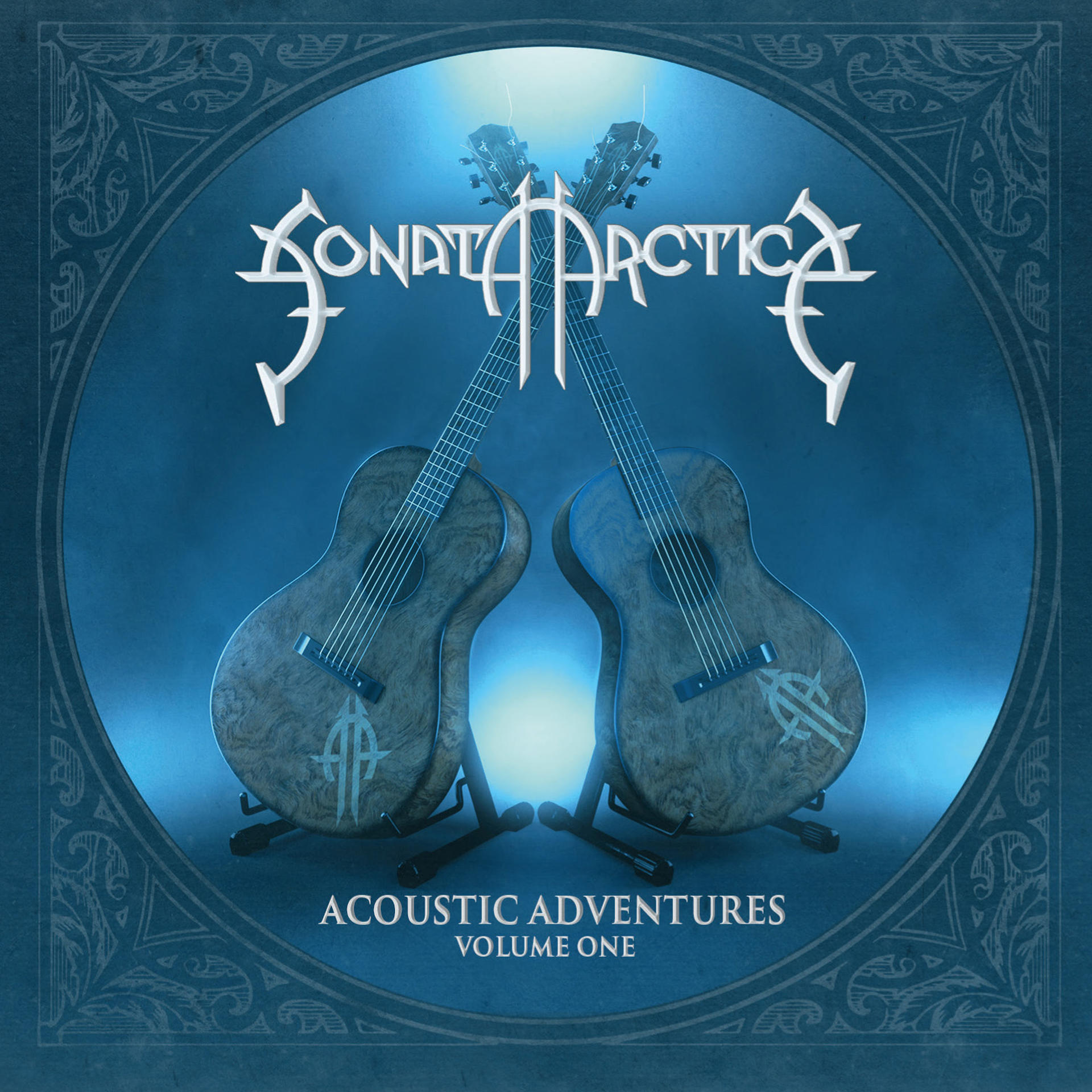 Albumcover von Sonata Arctica's 'Acoustic Adventures Volume One'. Zwei Gitarren auf blauem Hintergrund.