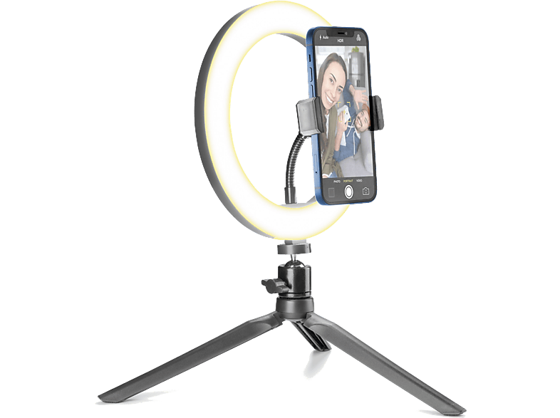 CELLULARLINE Video ve Selfie Çekim İçin Tripodlu 8” Led Halka Siyah