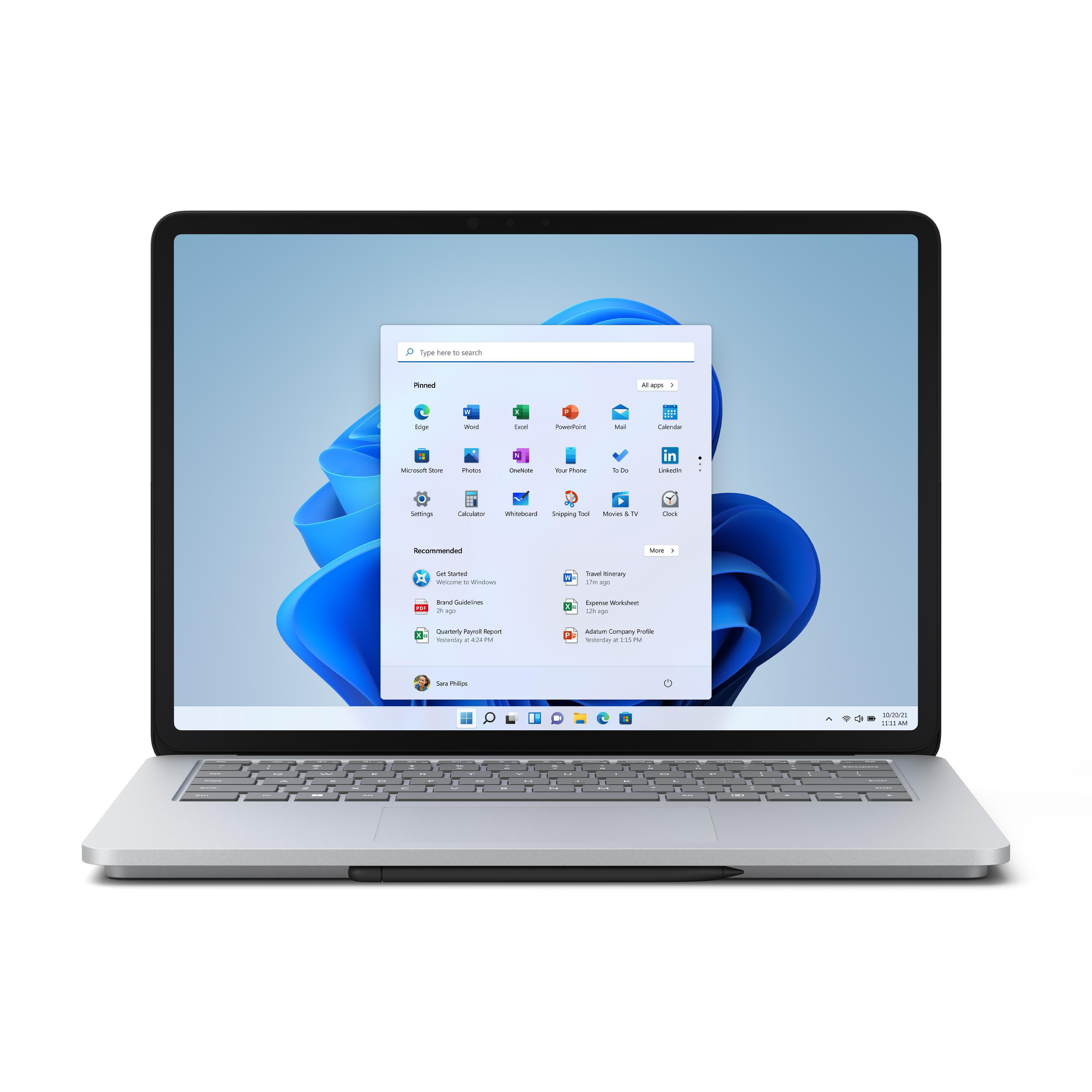 Geöffneter Laptop, der App-Symbole auf dem Bildschirm zeigt.
