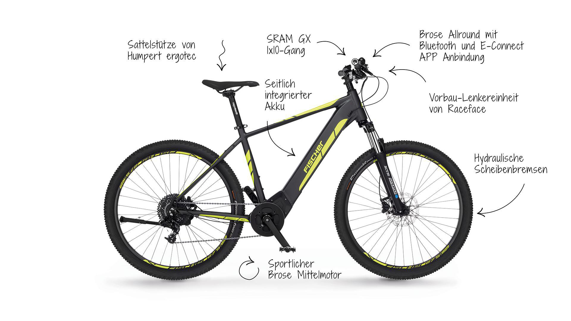 29 Mountainbike matt/Gelb) FISCHER Schiefergrau Wh, (Laufradgröße: 5.0i MONTIS Zoll, 504 Herren-Rad,