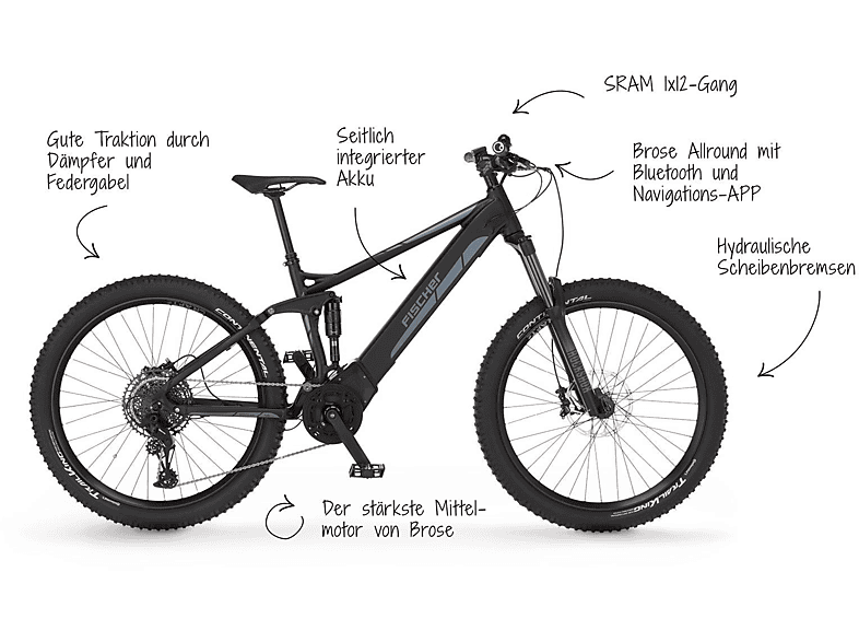 FISCHER Fischer 62525 MONTIS 6.0i Fully 504 44 sw Mountainbike (Laufradgröße: 27,5 Zoll, Unisex-Rad, Wh, Schwarz matt)