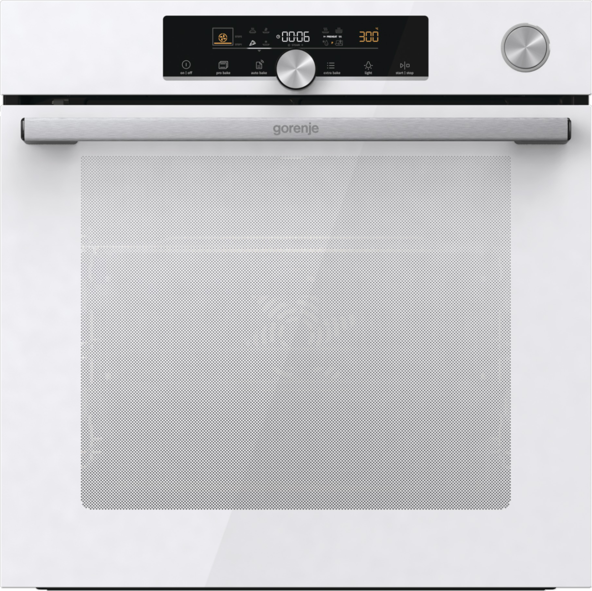 GORENJE BPSA6747A08WG beépíthető multifunkciós sütő, gőzfunkció, teleszkópos sütősín, PyroClean, SteamAssist,