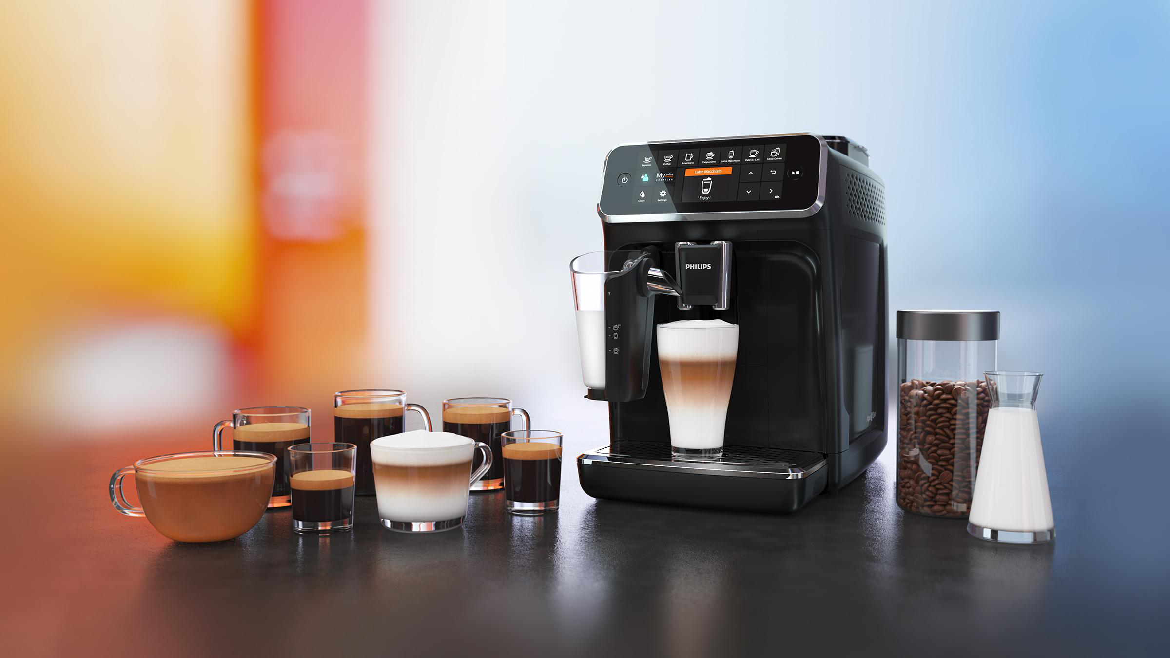 PHILIPS EP4341/50 Serie 4300 LatteGo 8 Kaffeespezialitäten Kaffeevollautomat Hochglanz Schwarz