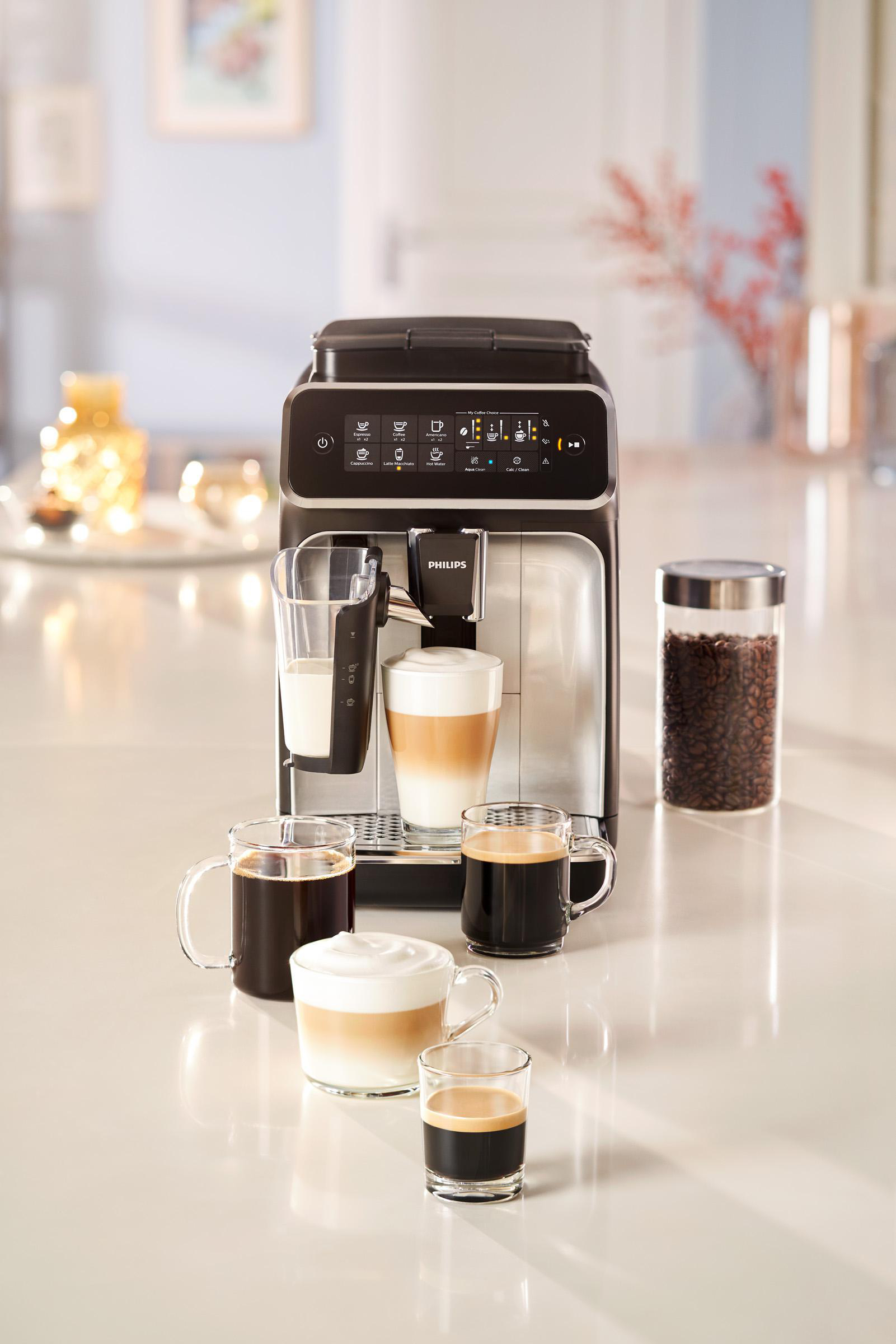 PHILIPS EP3246/70 Serie 3200 LatteGo 5 Kaffeespezialitäten Kaffeevollautomat Matt-Schwarz/Silber-lackierte Arena