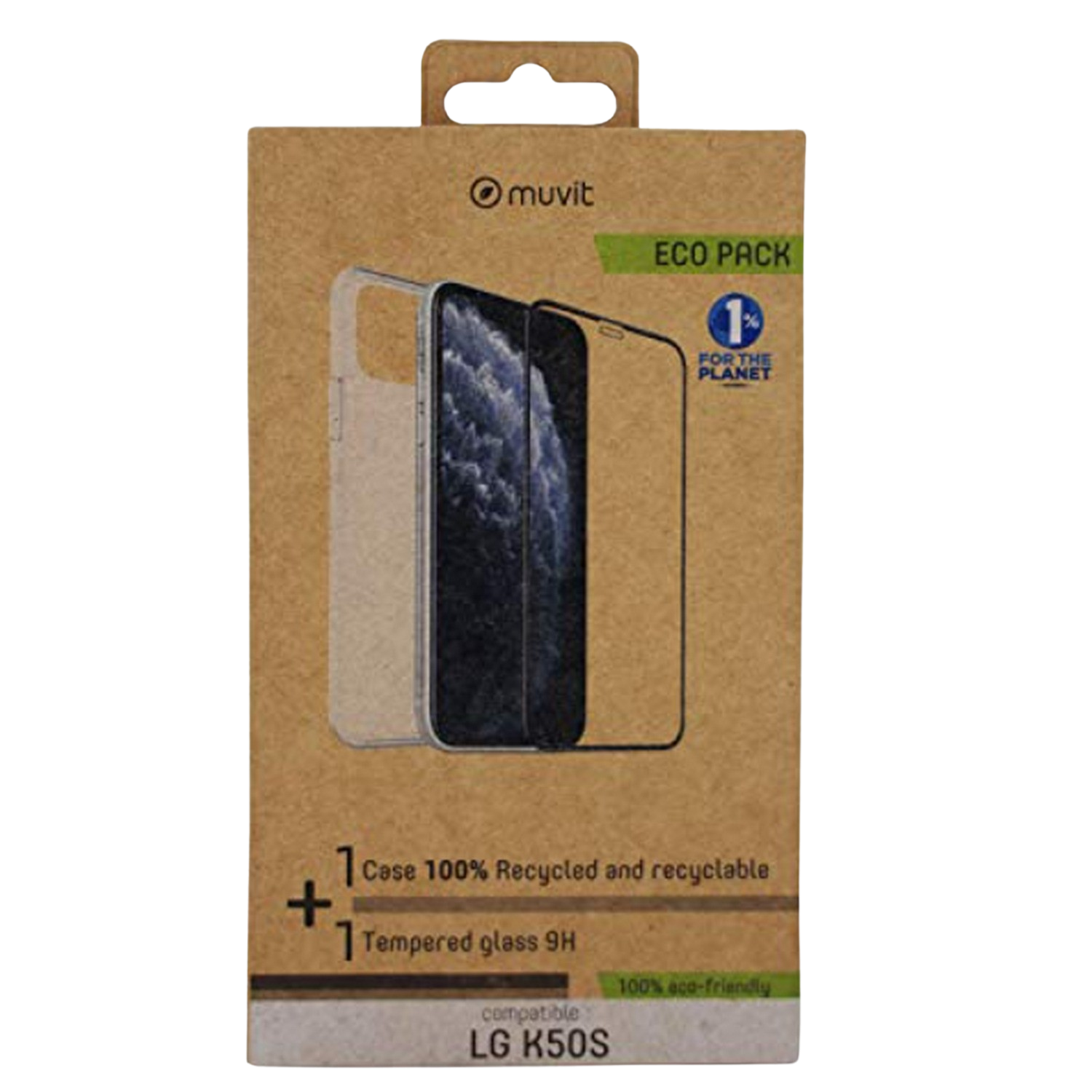Funda + protector pantalla - Muvit MCPAK0021, Para LG K50S, Trasera, TPU, Vidrio templado, Transparente