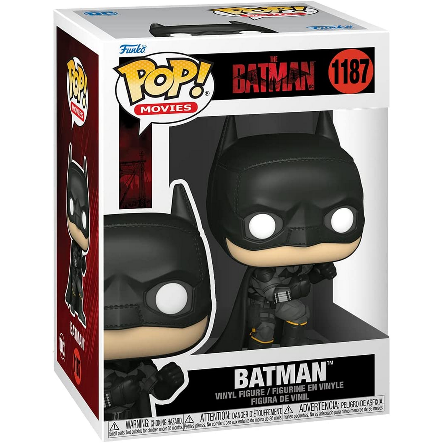 Figura de Batman Funko Pop en su caja, mostrando la figura en la caja.