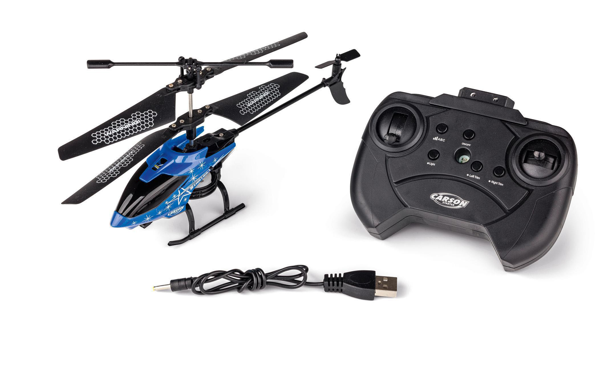 CARSON Starter Tyrann 230 IR Spielzeughelikopter, RTF ferngesteuerter blue, night 2Ch R/C Helikopter Blau