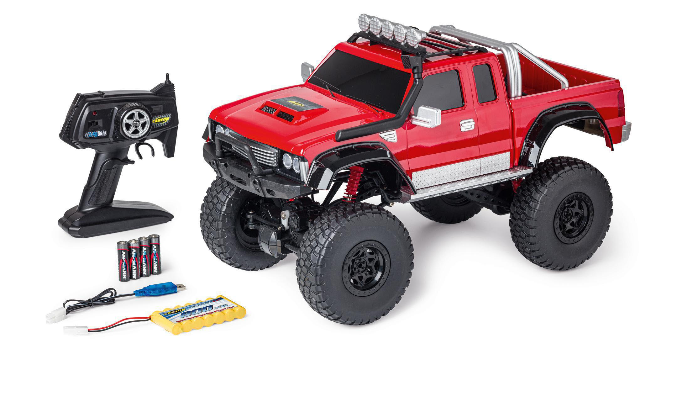 CARSON 1:8 Rot Fahrzeug ferngesteuertes rot, Spielzeugauto, Pickup Crawler R/C 100% RTR 2.4G